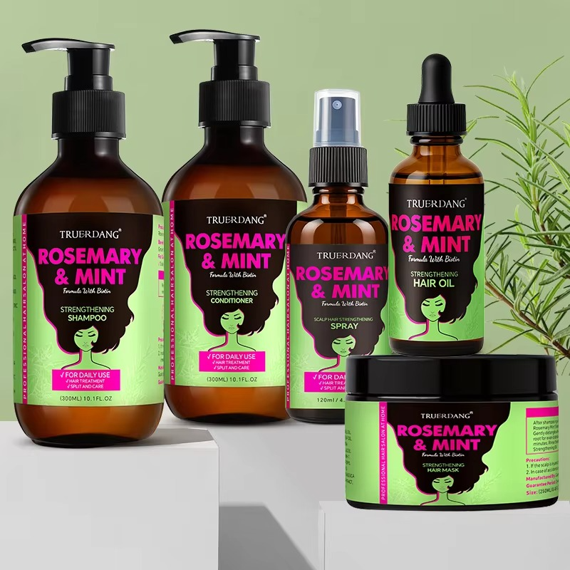 Private Label Organic Natural Anti Hair Loss Biotin Rosemary Mint Hair Growth Mask Shampoo and Conditioner Care Set Products